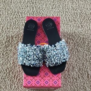 Tory Burch Women's Navy Embellished Slides